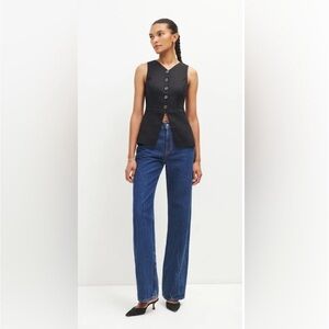 NWT Reformation Aspen Linen Top in Black